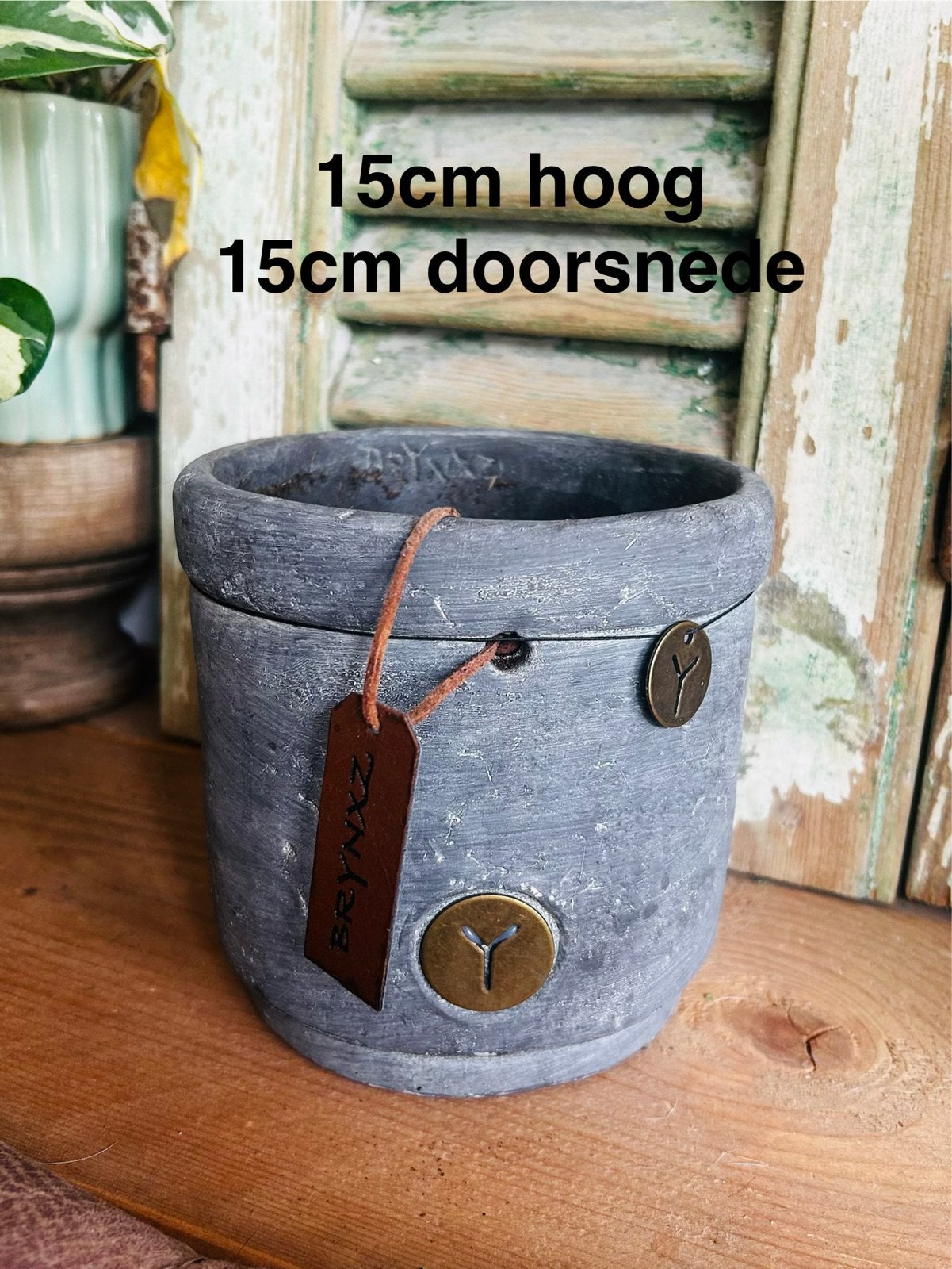 Brynxz bloempot grijs/zwart, Tuin en Terras, Ophalen, Rond, Binnen, Zo goed als nieuw