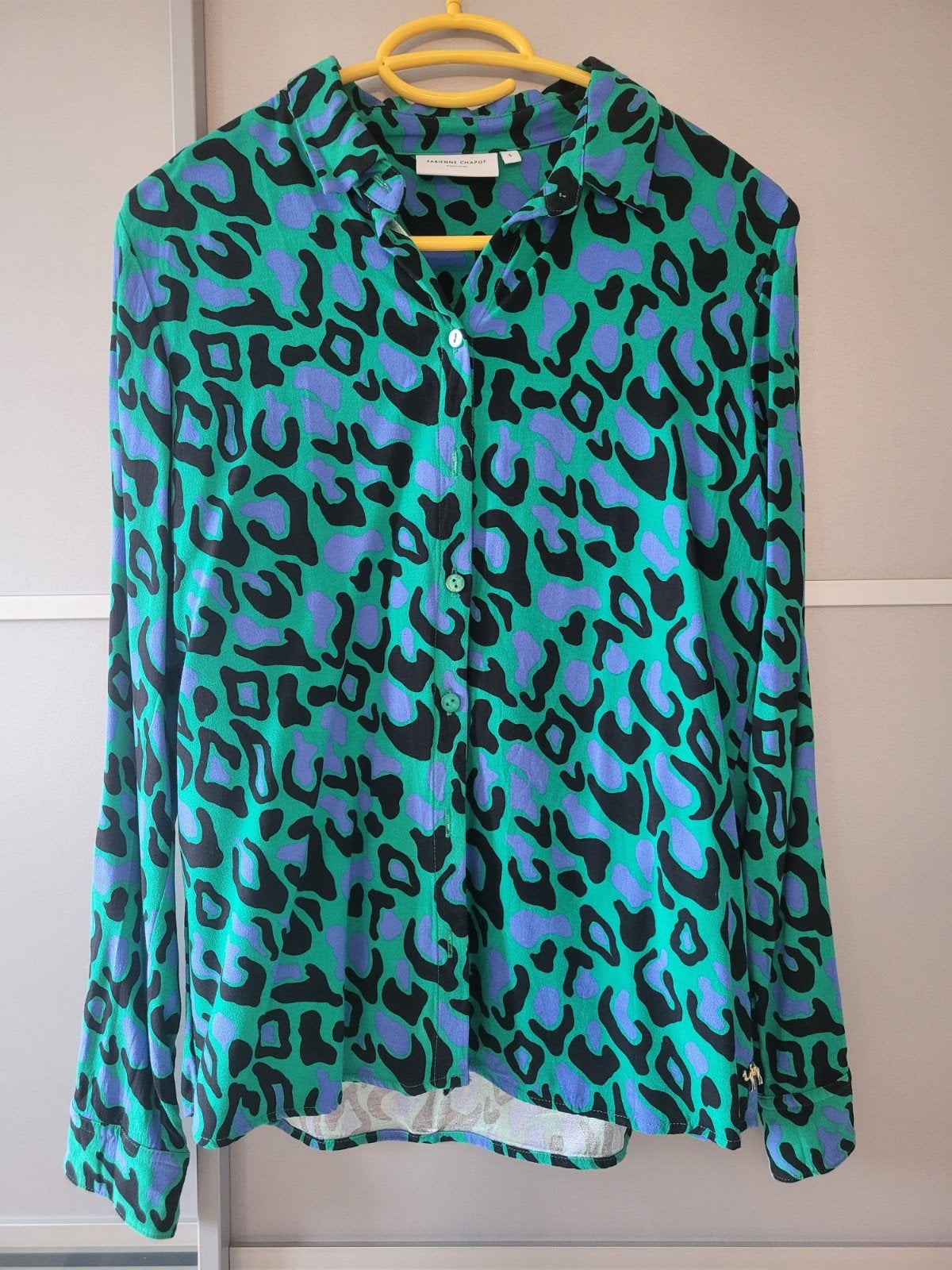Fabienne Chapot Denise Blouse - Groen/Paars Luipaardprint, Ophalen of Verzenden, Zo goed als nieuw, Fabienne Chapot, Maat 36 (S)