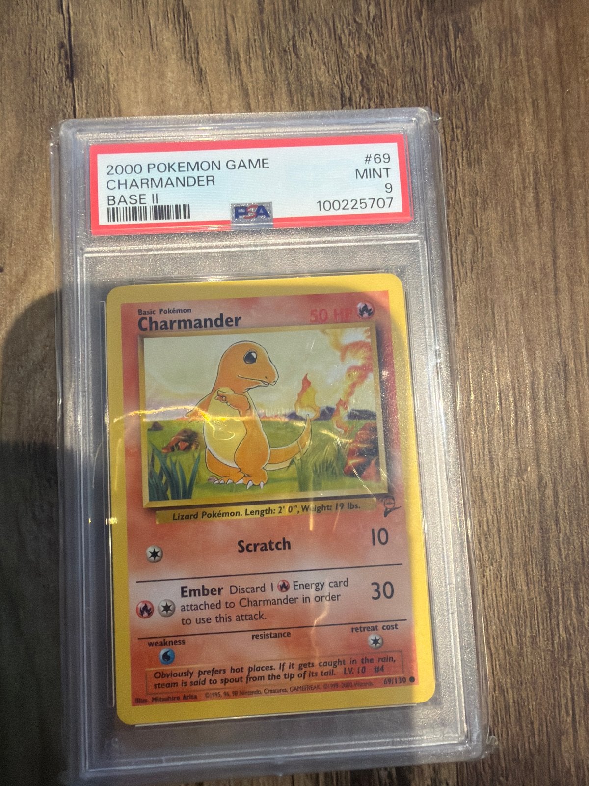 Pokémon Charmander Base II PSA 9 Mint, Hobby en Vrije tijd, Verzamelkaartspellen | Pokémon, Ophalen, Zo goed als nieuw, Losse kaart