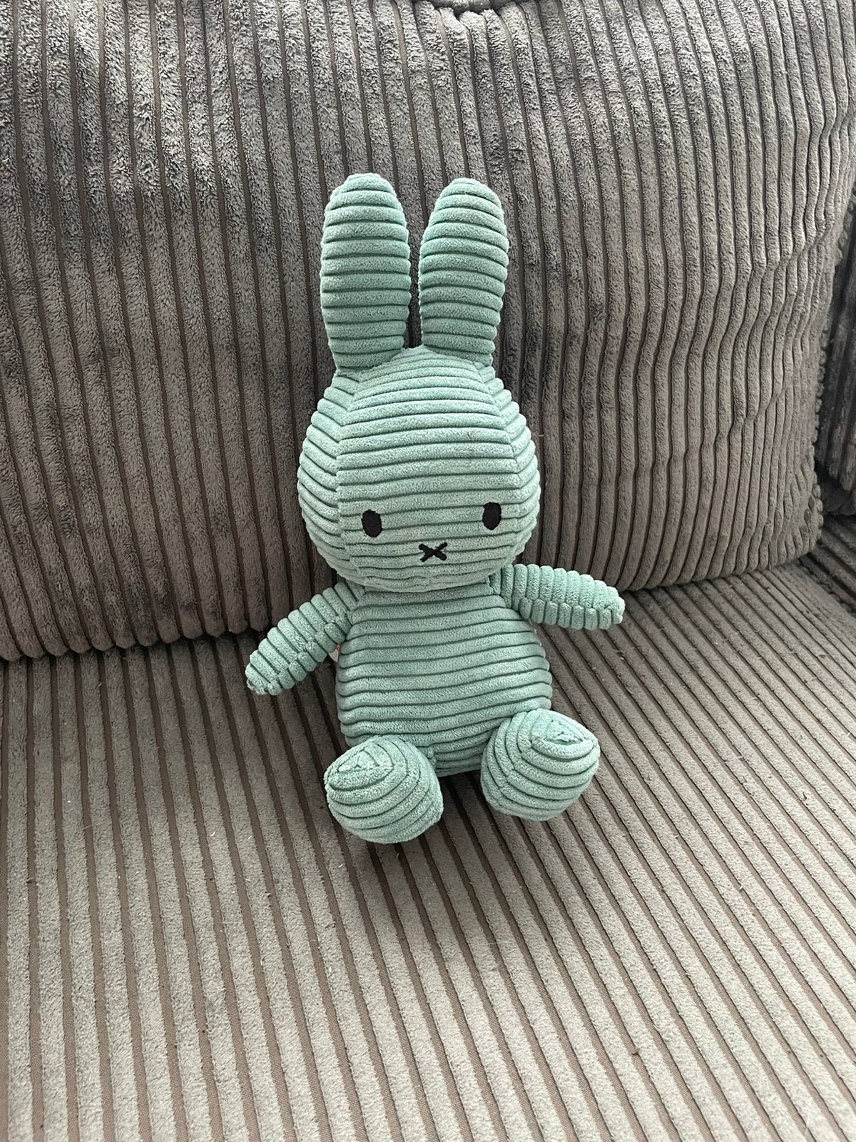 Nijntje Miffy ribstof Dick Bruna knuffel turquoise 25 cm, Groen, Konijn, Nijntje, Ophalen of Verzenden