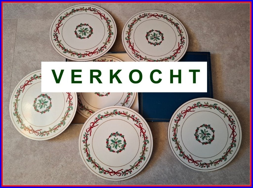 Royal Worcester 6 PLACEMATS / Onderzetters  "Holly Ribbons", Ophalen of Verzenden, Zo goed als nieuw, Bord