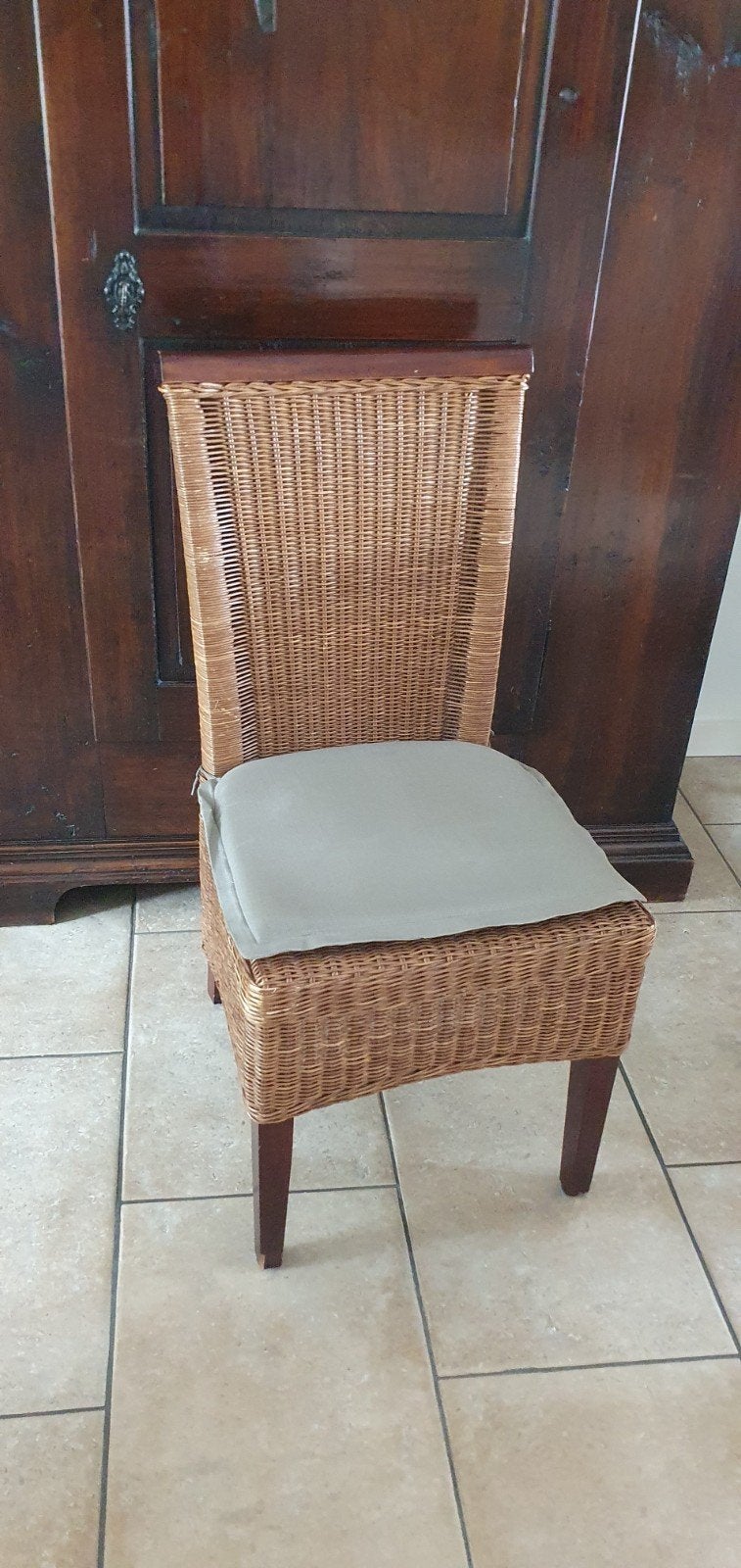 6 Rotan eetkamerstoelen met kussens GRATIS OPHALEN, Ophalen, Hout, Gebruikt, Bruin