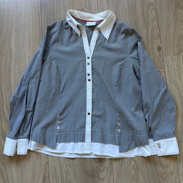 Frank Walder gestreepte blouse maat 42/44 (L), Ophalen of Verzenden, Zo goed als nieuw, Maat 42/44 (L), Grijs