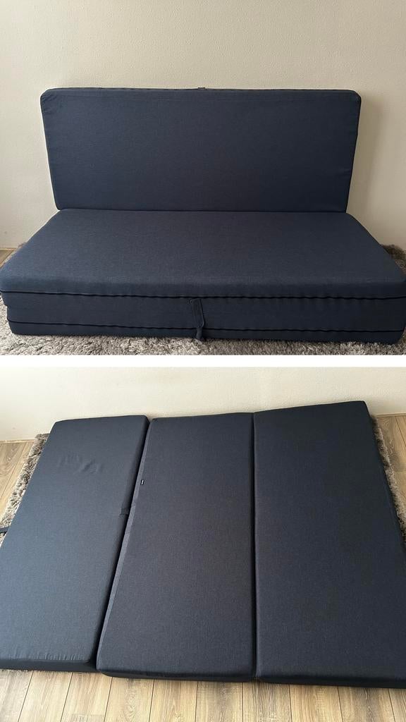 Sofa bed - POKAR foldable mattress-dark blue, Ophalen, Blauw, Tweepersoons, 190 cm of minder