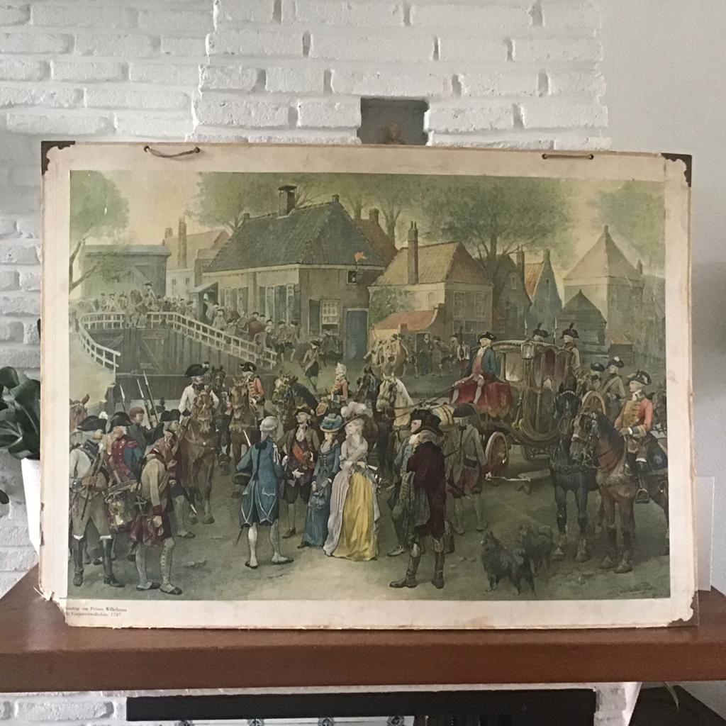 Vintage schoolposter Prinses Wilhelmina 1787, 78x107cm, Ophalen, Geschiedenis