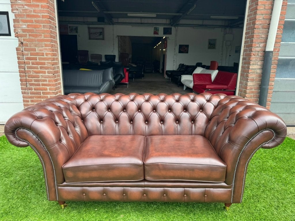 Chesterfield Herne-Bay originele bruin leren bank, Geen, Pahest@hotmail.nl, Design, Tweepersoons