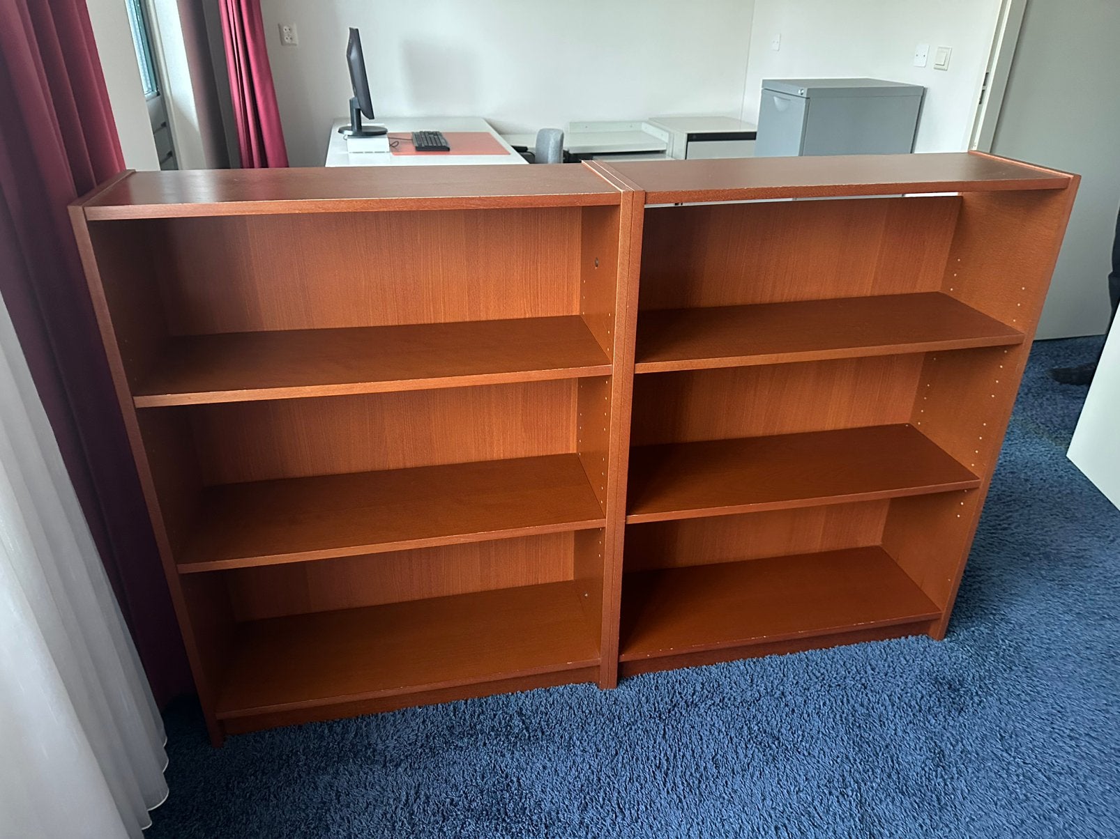 2 Ikea billy halve boekenkasten, Ophalen, 100 tot 150 cm, 50 tot 100 cm, Zo goed als nieuw