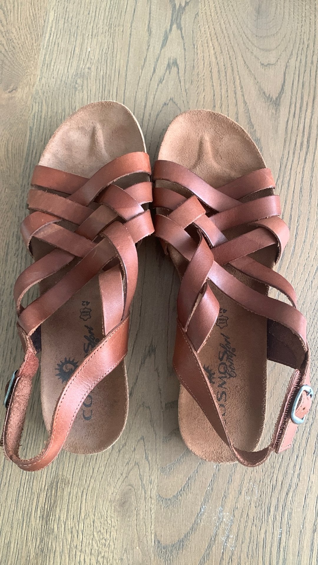 Cosmos comfort, leren dames sandalen maat 42,, Bruin, Gedragen, Sandalen of Muiltjes, Ophalen of Verzenden