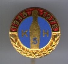 K.H.S. 1946 - 1976 email op koper bowling speldje ( W_358), Ophalen of Verzenden, Zo goed als nieuw, Sport, Speldje of Pin