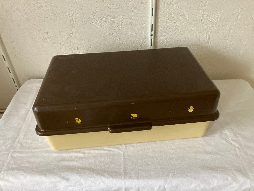 Vintage Curver Aardappelbak - Geel met Bruin Deksel, Vintage, Gebruikt, Meerkleurig, Kunststof