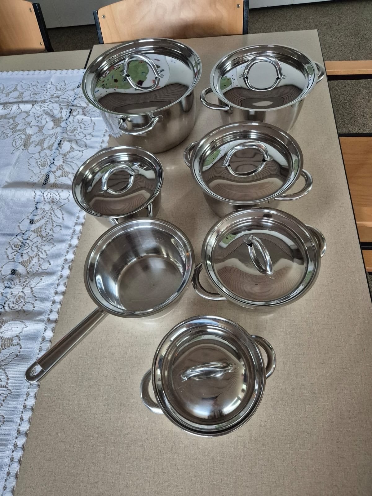 Sola Pannenset - 6-delig RVS met deksels, Gebruikt, Met deksel, Pannenset, Ophalen of Verzenden