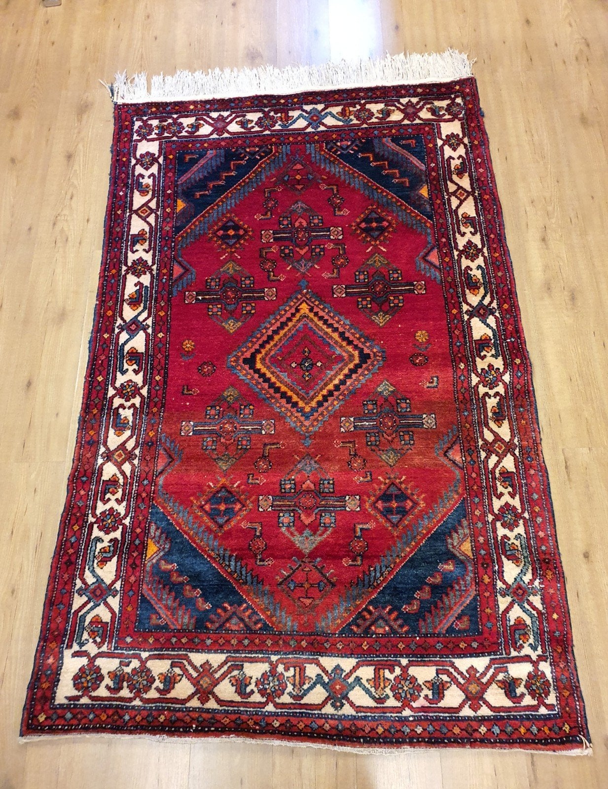 Vintage handgeknoopt perzisch tapijt hamadan 210x127