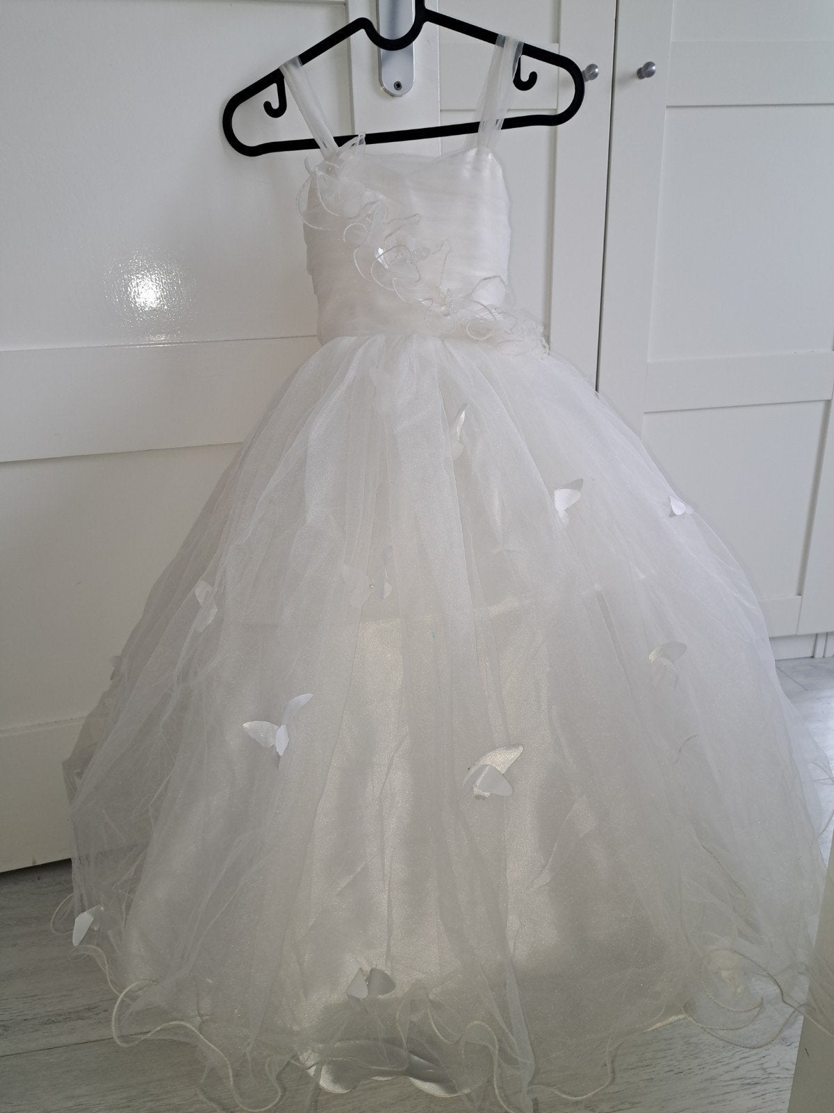 Prachtige Witte Feestjurk voor Meisjes - Maat 122-128, Ophalen, Zo goed als nieuw, 122 t/m 128, Meisje