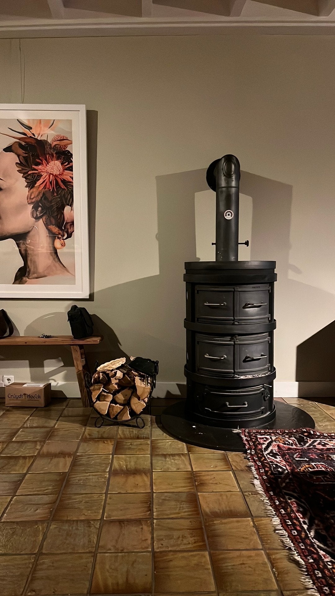 Mooie grote Deense Saloon houtkachel, Huis en Inrichting, Ophalen, Zo goed als nieuw, Hout, Houtkachel