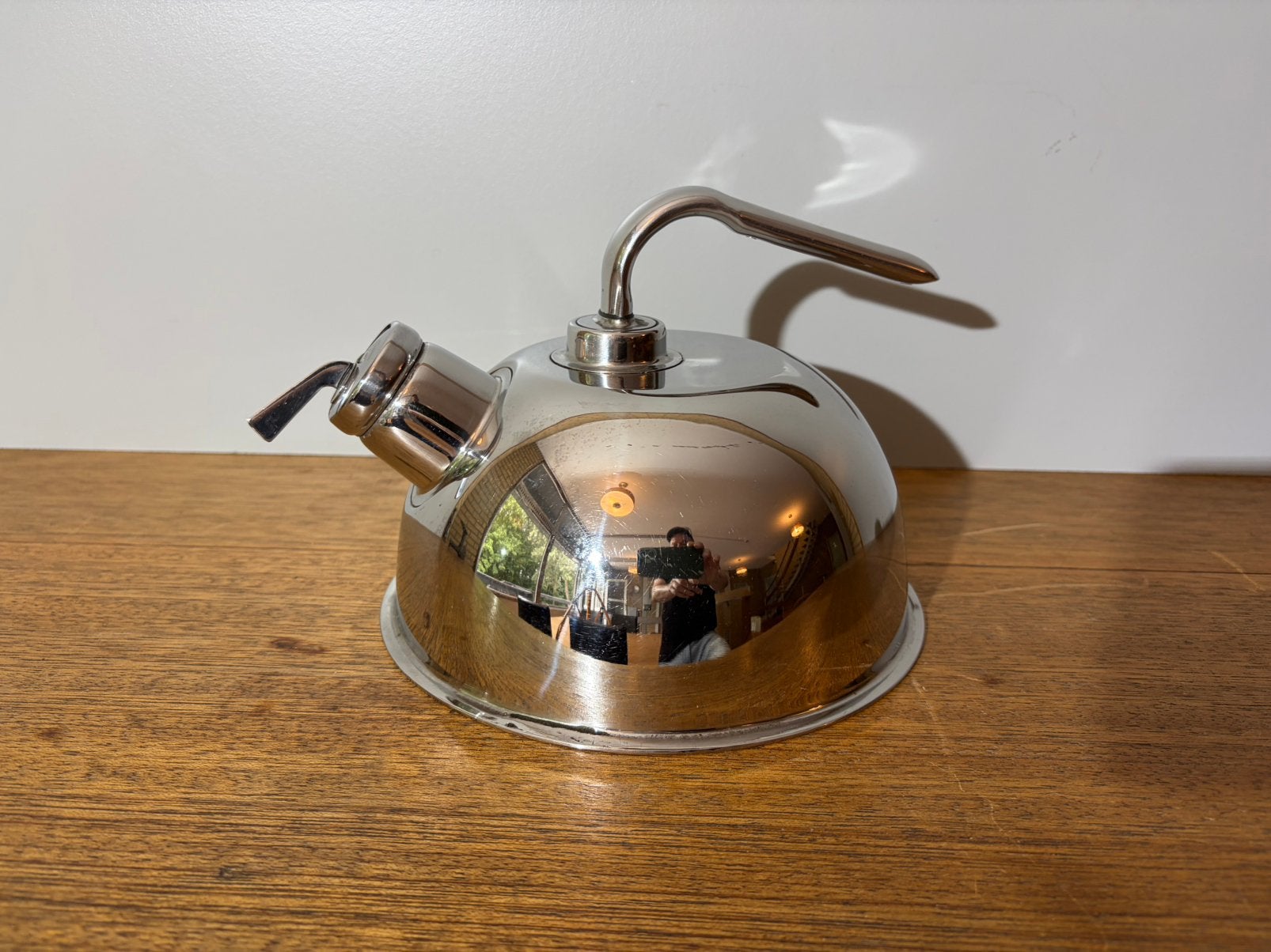 Vintage glanzend retro RVS theeketel.743, Verzamelen, Ophalen of Verzenden, Huis en Inrichting