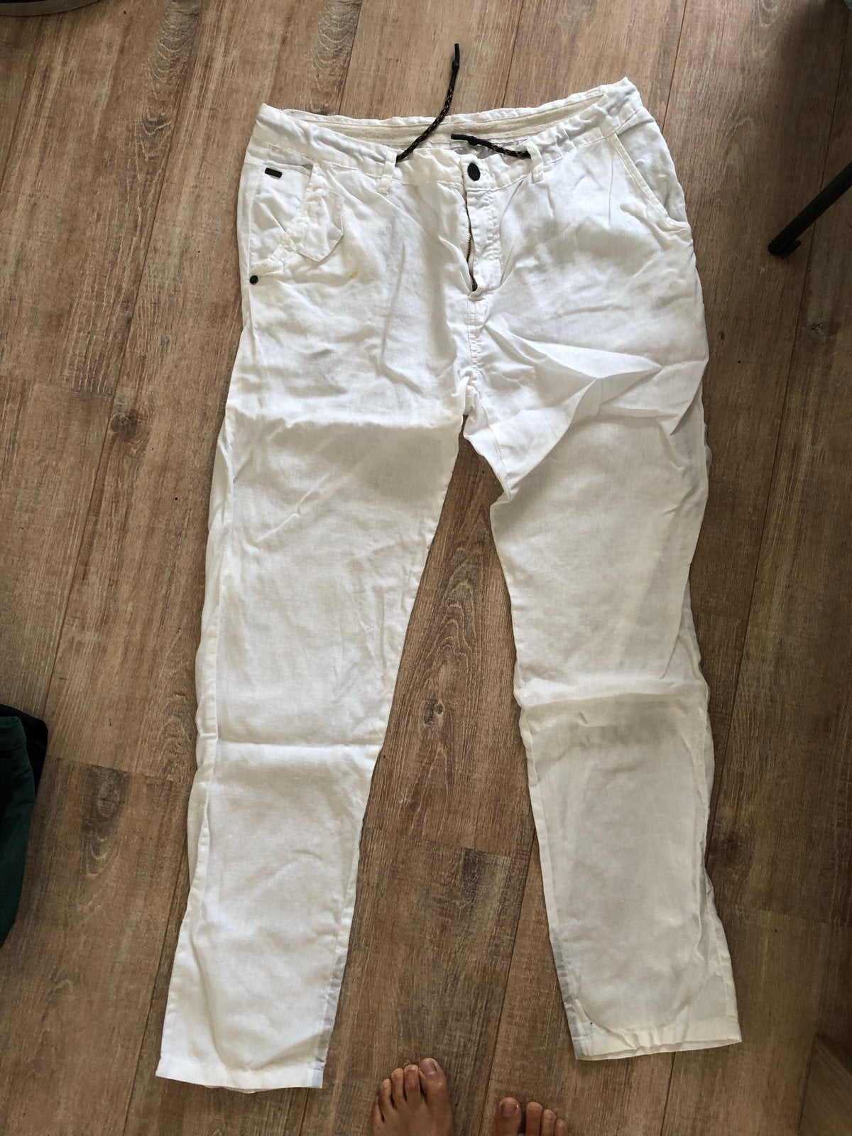 Frank Tailor Witte Linnen Broek - Maat XXL, Kleding | Heren, Ophalen of Verzenden, Gedragen, Maat 56/58 (XL), Wit