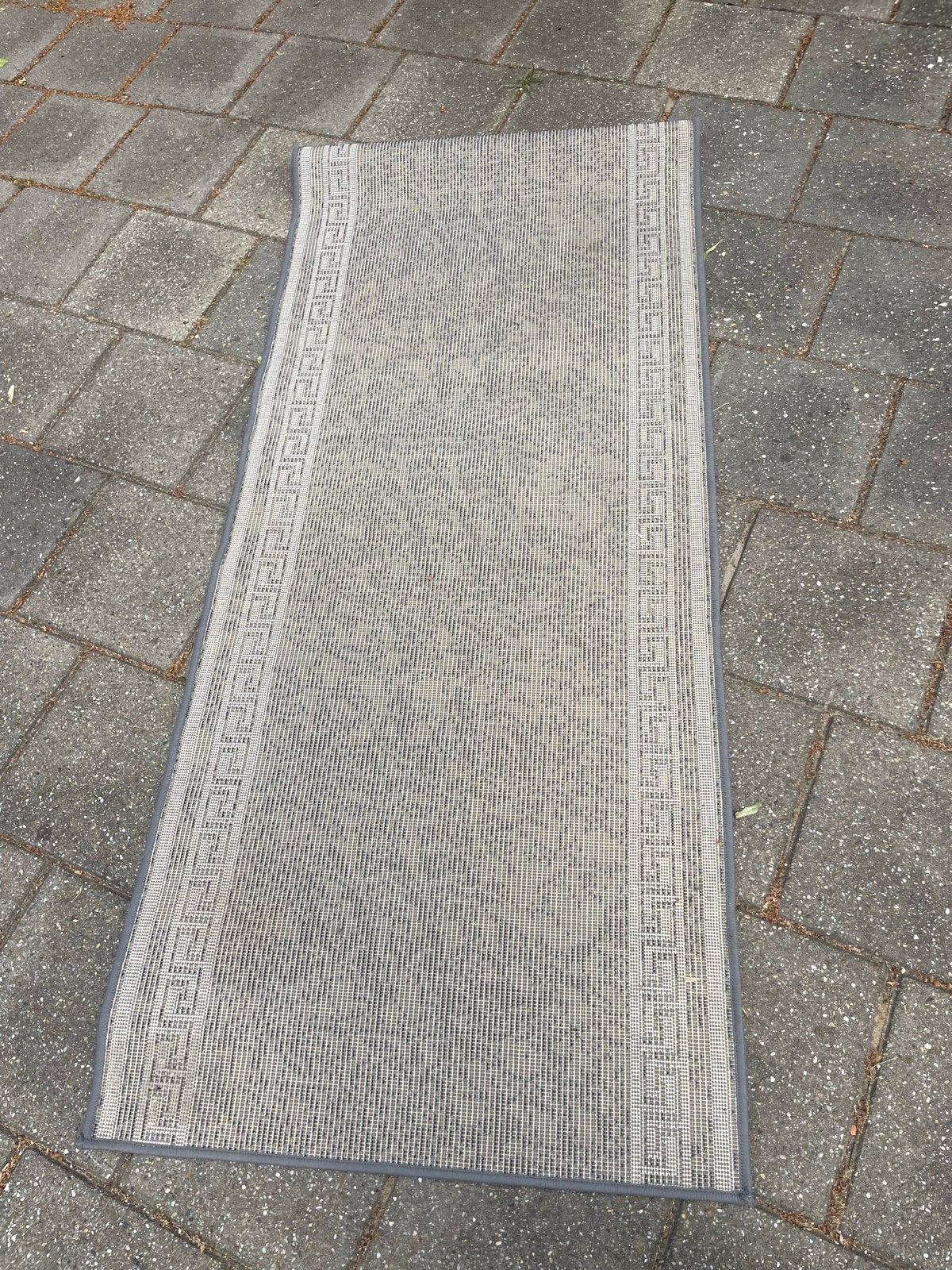 Loper Grijs met Griekse Rand, Huis en Inrichting, Stoffering | Tapijten en Kleden, Ophalen, 200 cm of meer, 50 tot 100 cm, Zo goed als nieuw