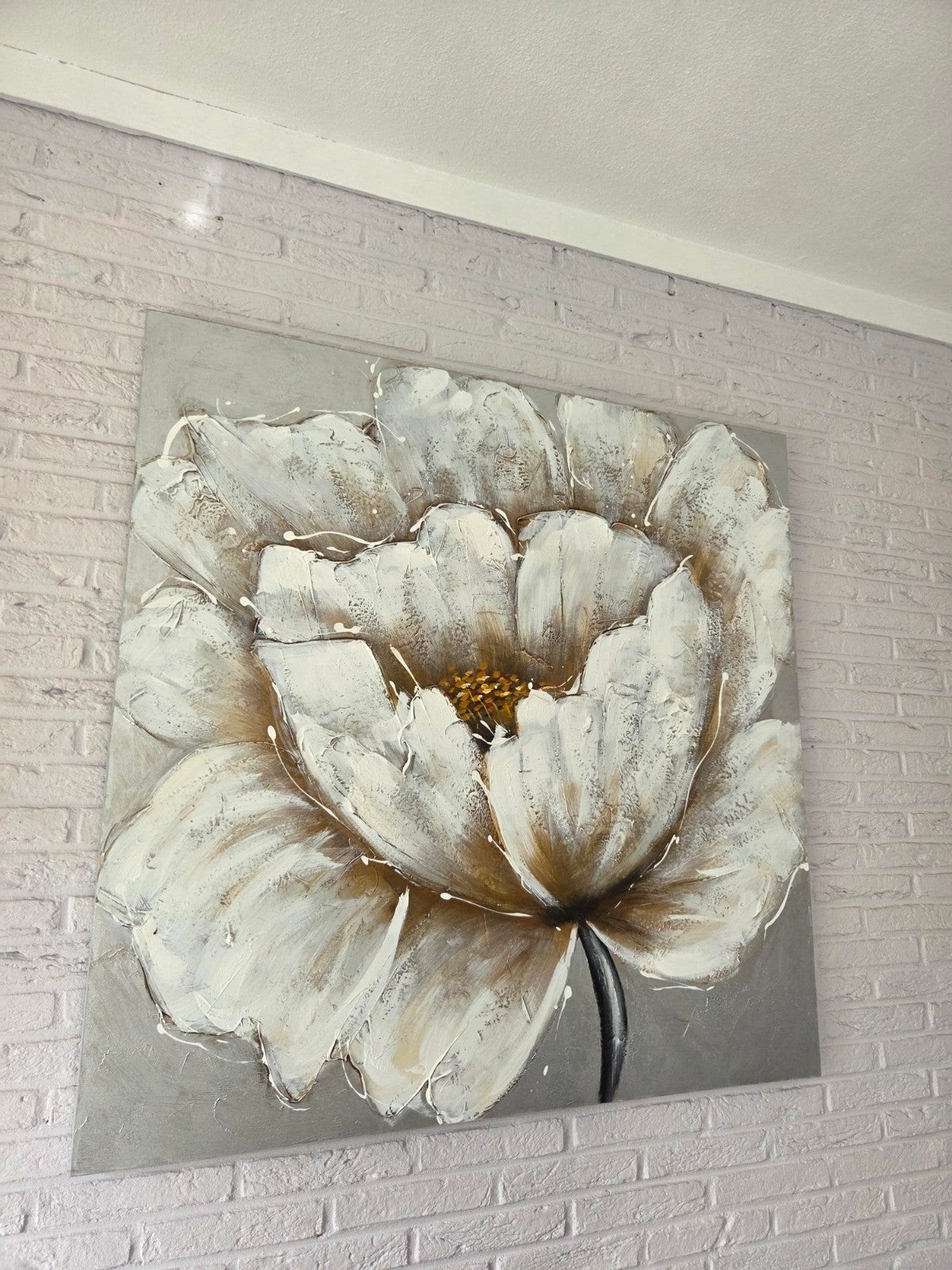 Mooie canvas met bloem - Perfect voor boven bank of bed, Ophalen