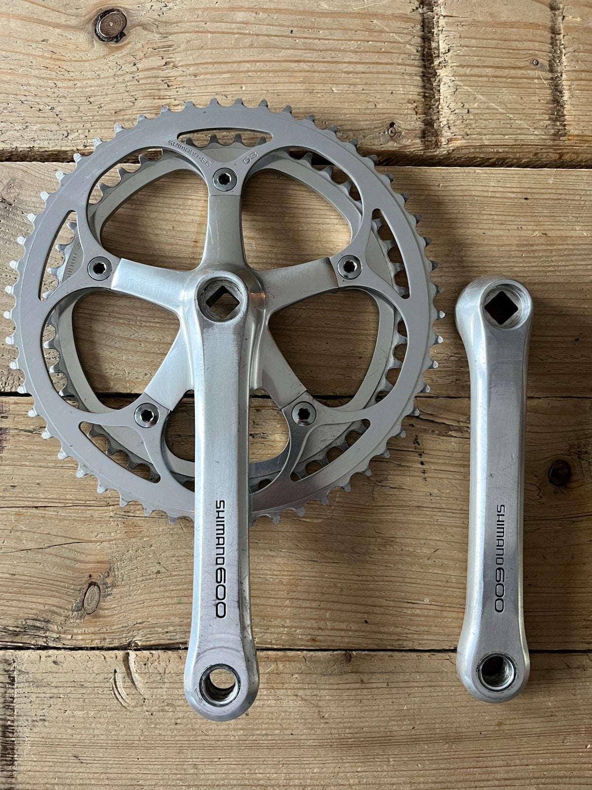 Shimano 600 FC-6207 Crankstel - Vintage Racefiets Onderdeel, Fietsen en Brommers, Crankstel of Pedalen, Gebruikt, Ophalen of Verzenden