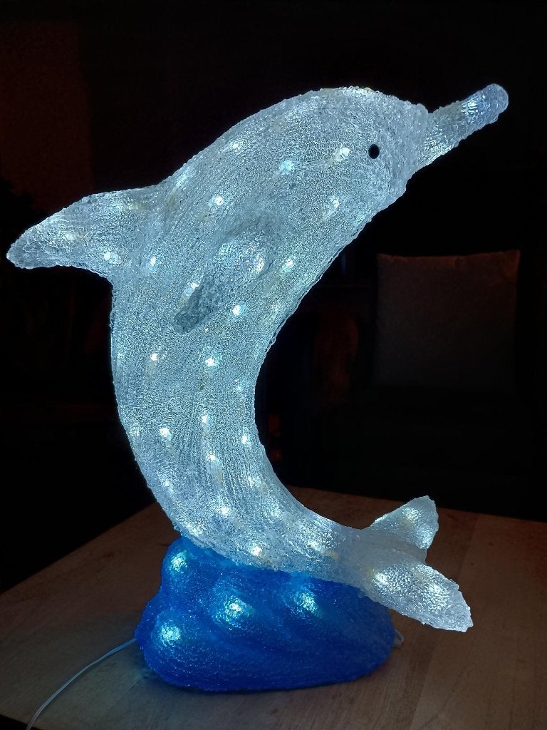Leuke lamp in de vorm van dolfijn, Ophalen of Verzenden, Gebruikt, Kunststof, Minder dan 50 cm