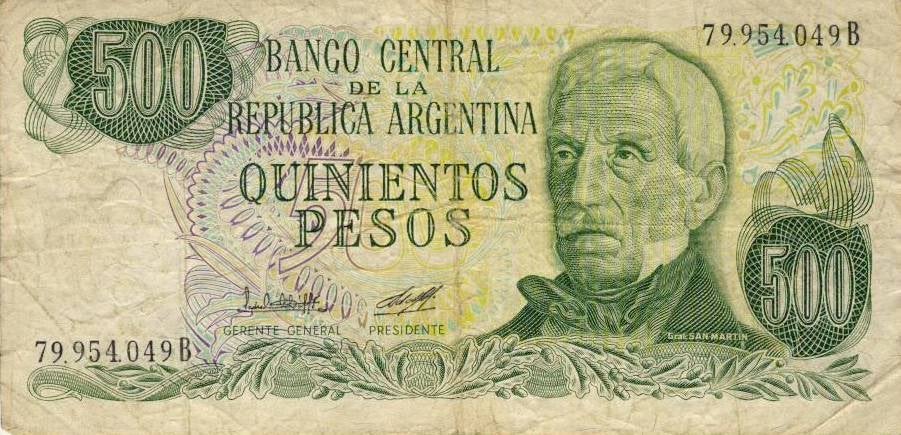 Bankbiljet - Argentinie - 500 pesos, Postzegels en Munten, Bankbiljetten | Amerika, Ophalen of Verzenden, Zuid-Amerika, Los biljet