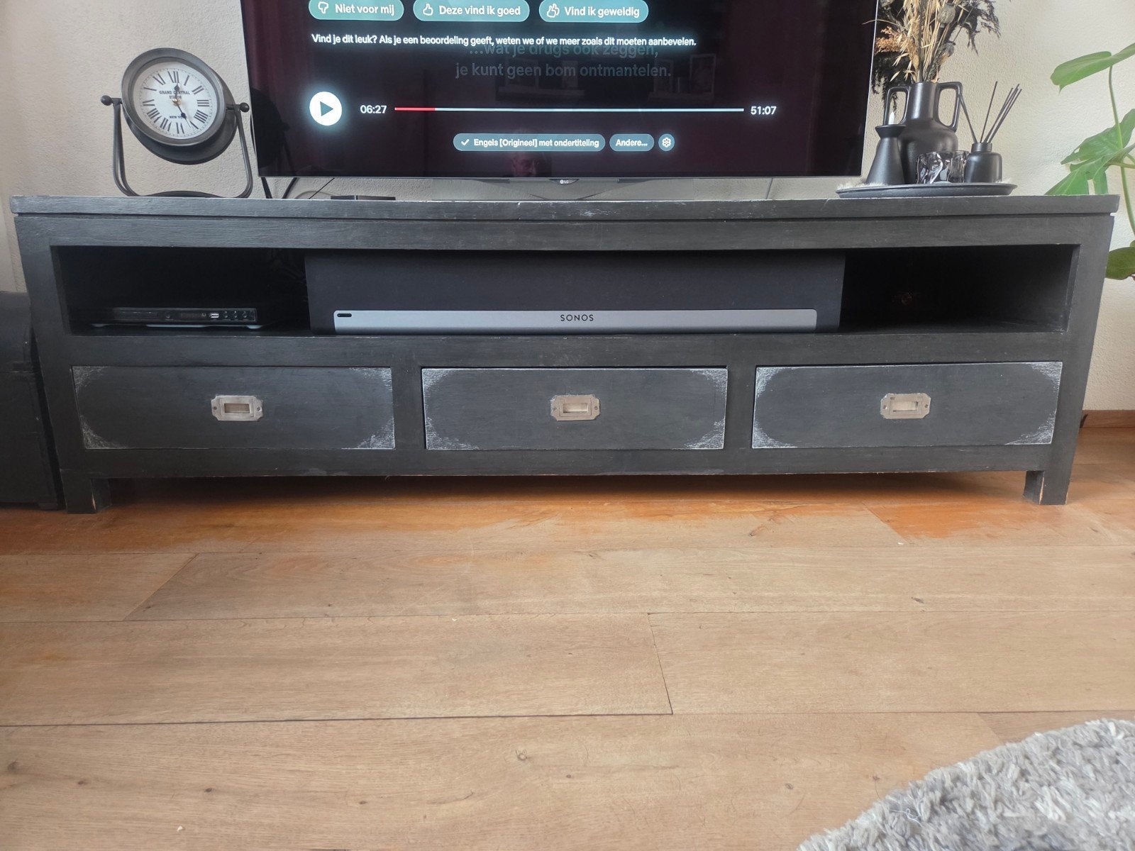 Antraciet Annie Sloan TV-kast - 175x55x52 cm, Ophalen, Gebruikt, Minder dan 100 cm, Overige houtsoorten
