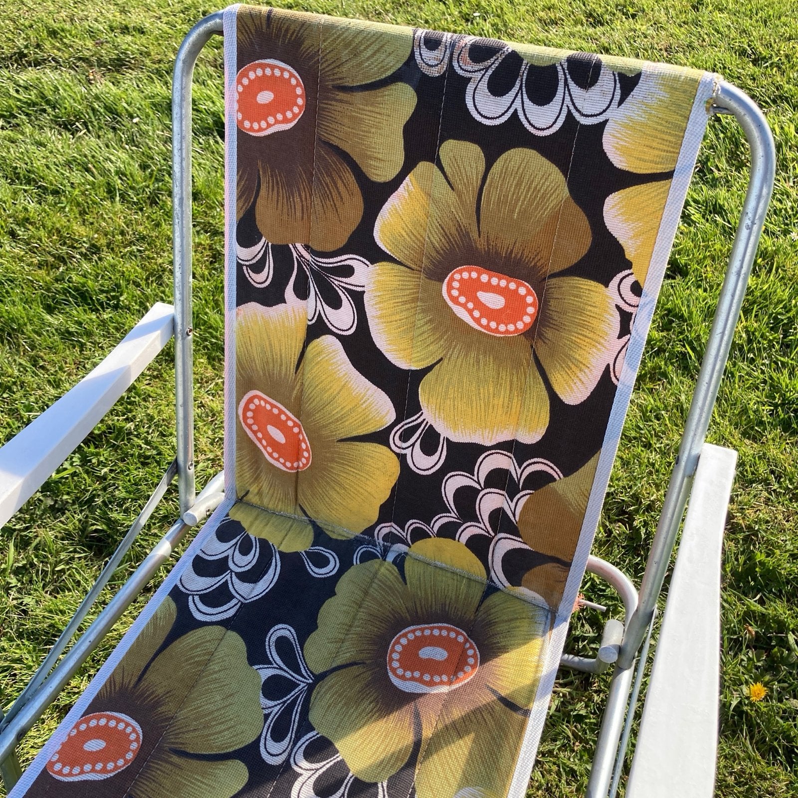 Vintage campingstoel jaren '70 - Gebloemd design, Ophalen, Gebruikt, Campingstoel