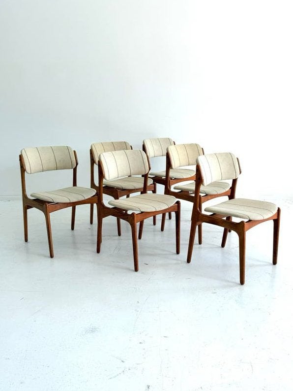6x vintage eetkamerstoel No. 49, Erik Buch ‘70, Huis en Inrichting, Stoelen, Erik Buch, Ophalen of Verzenden, Zo goed als nieuw