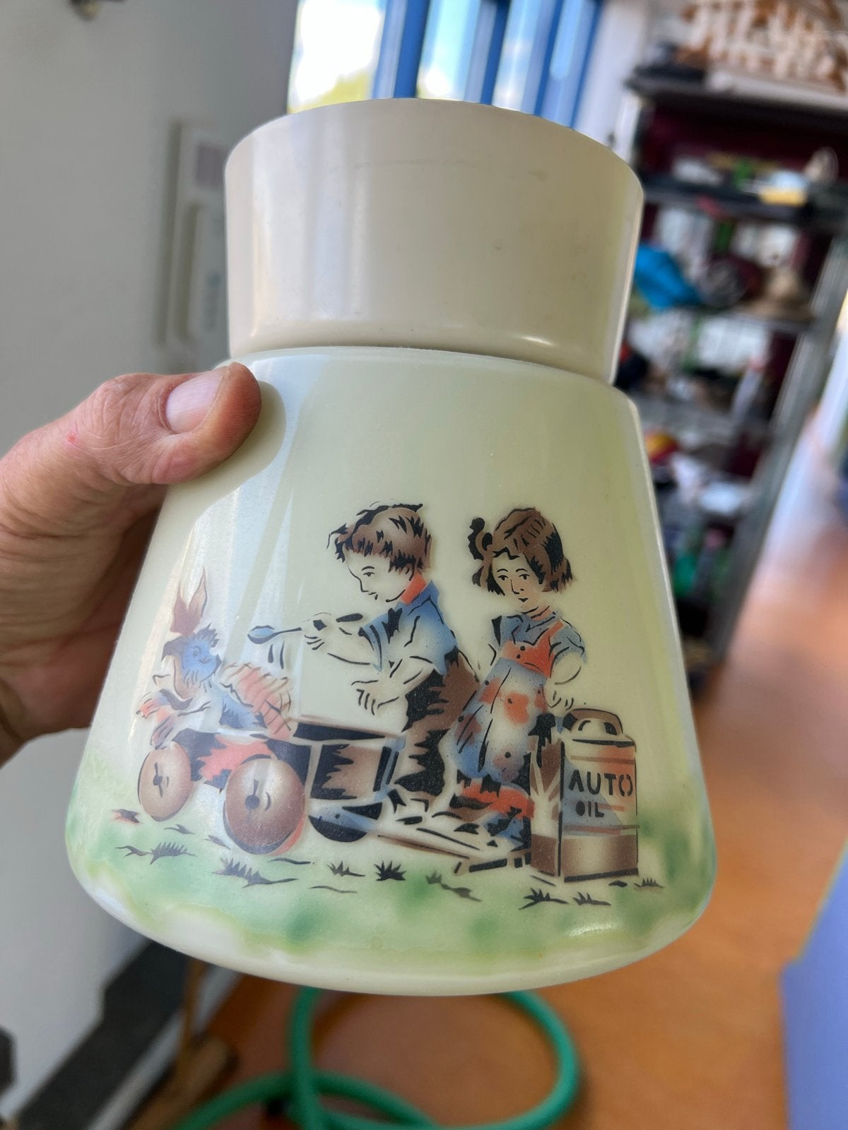 Vintage Plafondlamp Jaren '50/'60 met Kinder Tafereel, Ophalen of Verzenden