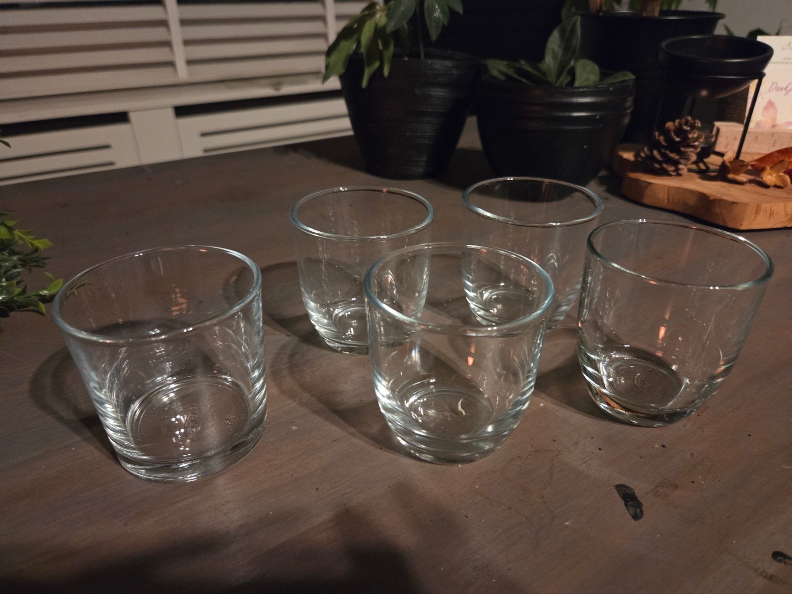 5 glazen waxine lichtjes of plantenpotjes, Ophalen of Verzenden