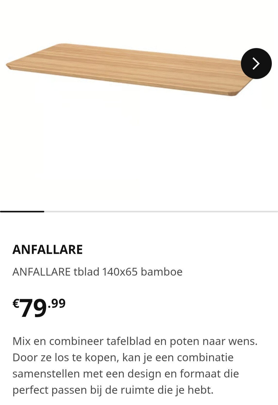 Mooie bamboo eettafel/buro, Ophalen, Gebruikt