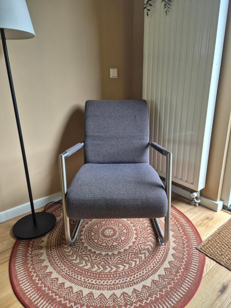 Grijze fauteuil met metalen frame Henders & Hazel, Ophalen, Gebruikt, Stof, Eén