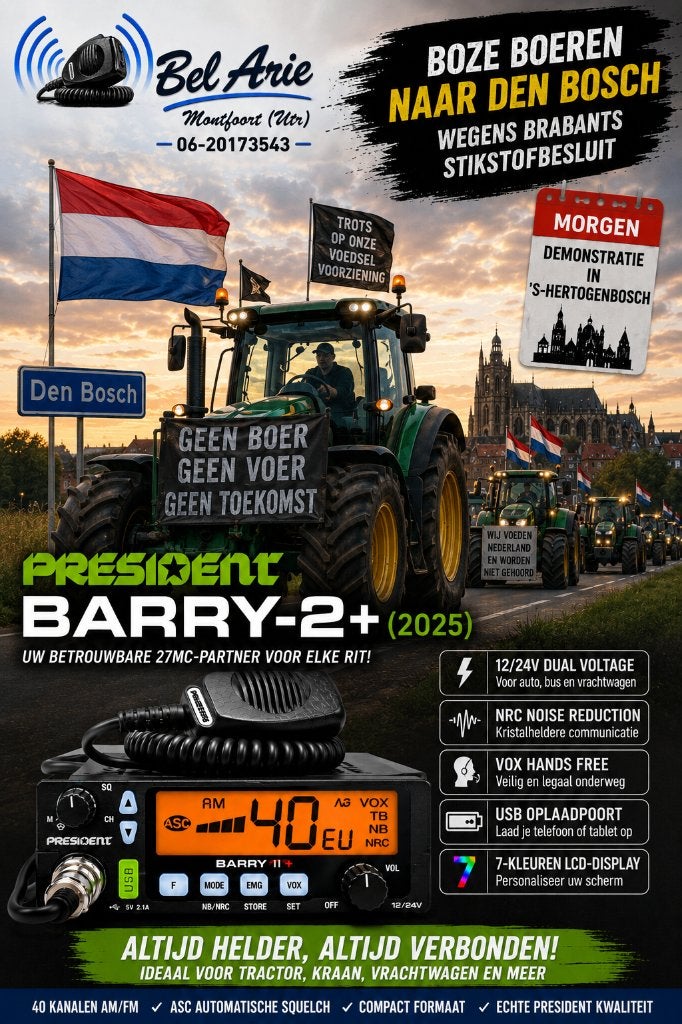 PRESIDENT BARRY-2+  NIEUW 27MC €119,95, Telecommunicatie, Zenders en Ontvangers, Ophalen of Verzenden, Nieuw, Zender en Ontvanger
