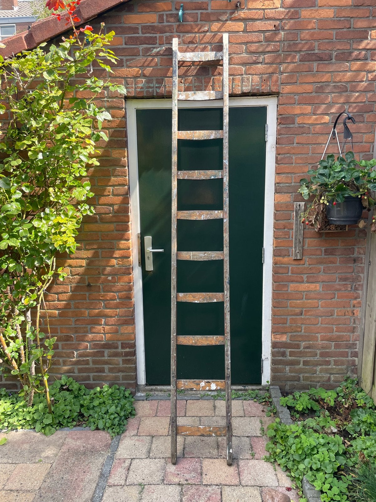 Oude schildersladder 2,5m - Decoratief met verfsporen, Doe-het-zelf en Verbouw, Ladders en Trappen, Ophalen, Gebruikt, Ladder