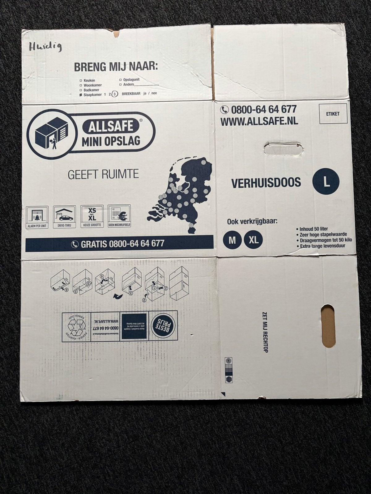 Verhuisdozen L - Allsafe Mini Opslag & Top Movers, Doe-het-zelf en Verbouw, Ophalen, 40 tot 60 cm, Opvouwbaar, 50 tot 75 cm