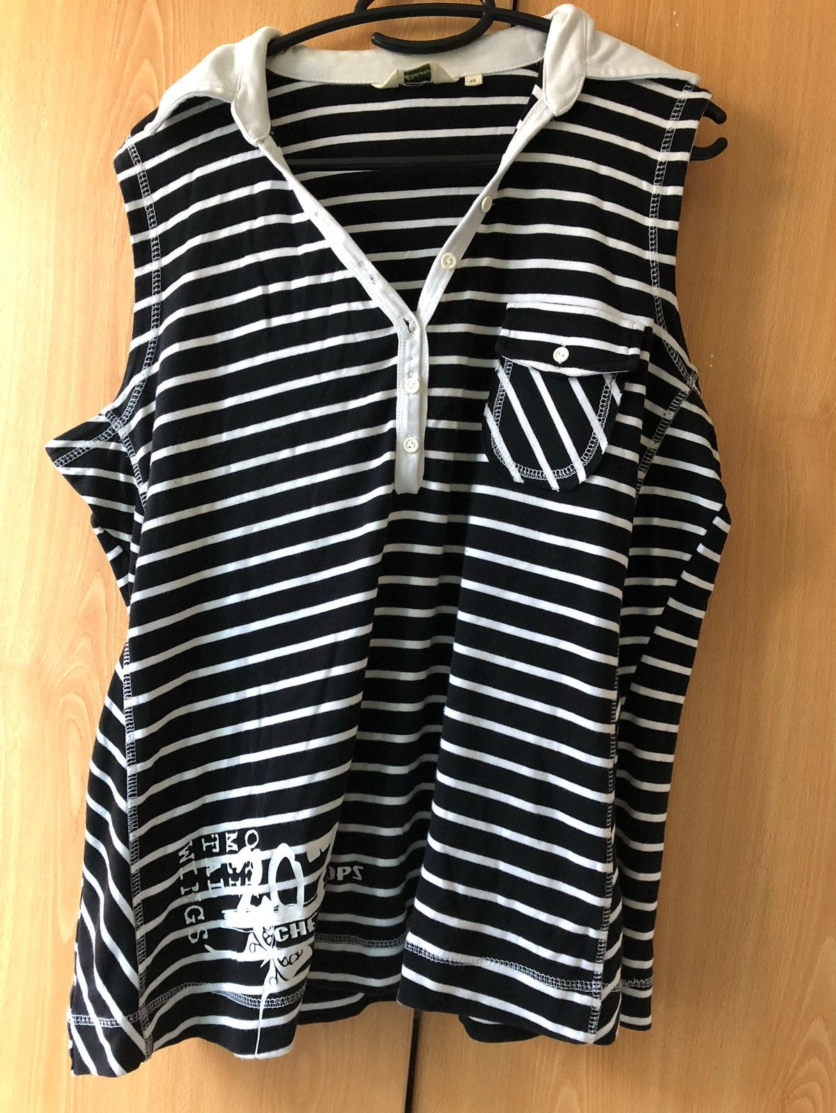 Shirt gestreept, Zwart, Maat 42/44 (L), Ophalen of Verzenden, Zo goed als nieuw