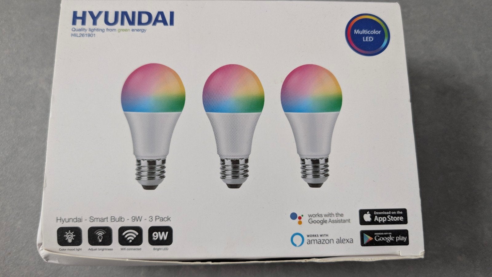 Hyundai Smart LED Lampen E27 - 3 Stuks - Multicolor, Led-lamp, Meerkleurig, Kleur aanpasbaar, 60 watt of meer