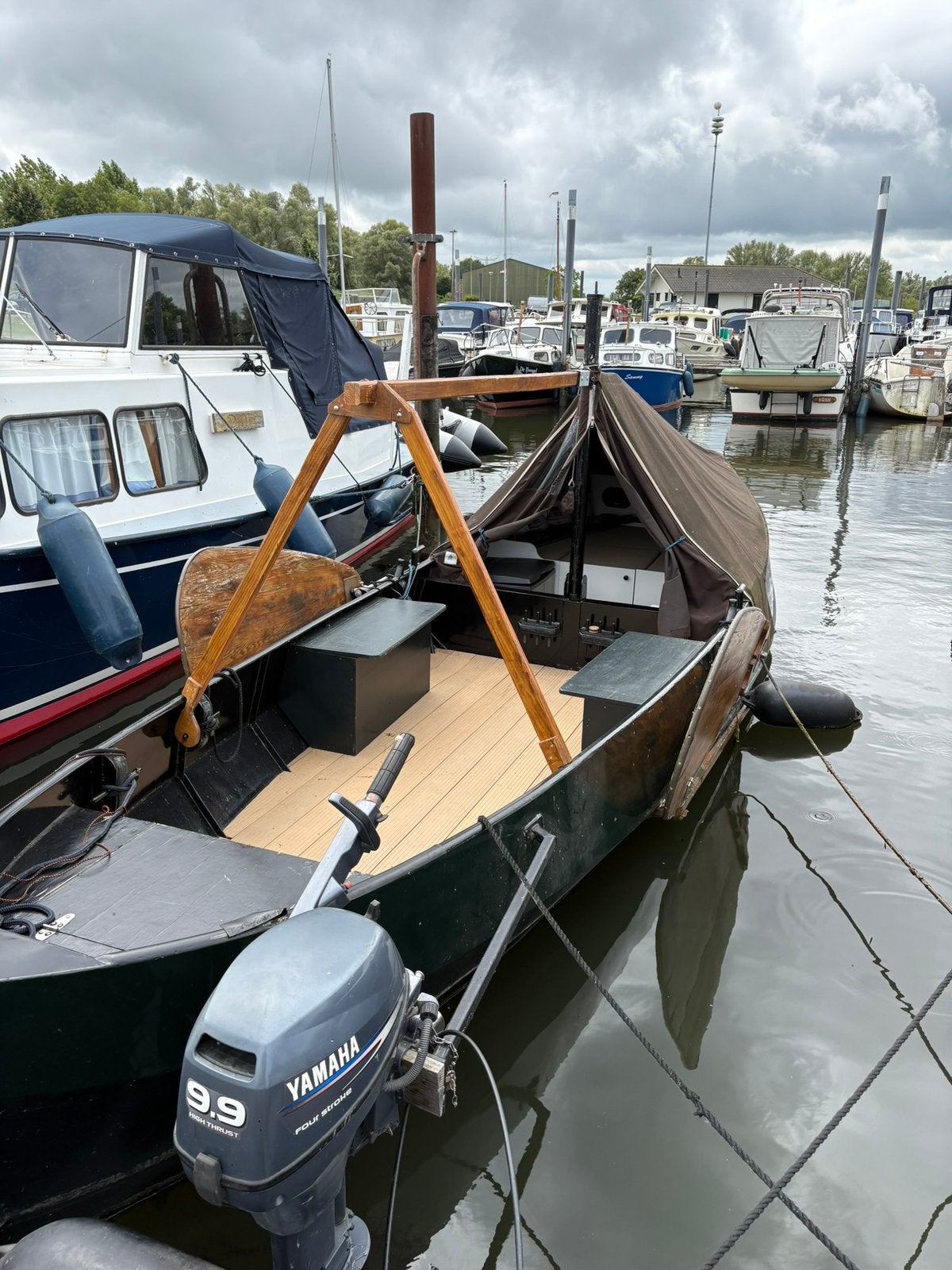 Zalmschouw 7,30mtr., Watersport en Boten, Ophalen, Gebruikt, 5 tot 10 pk, Buitenboordmotor