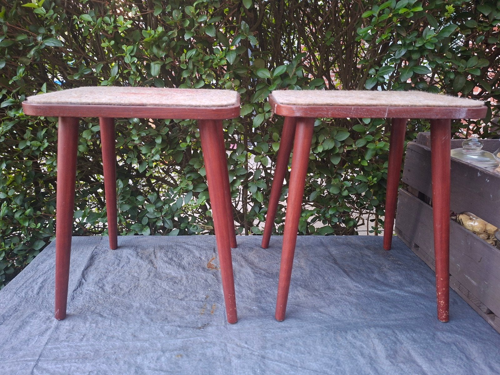 Vintage houten krukjes., Antiek en Kunst, Ophalen of Verzenden