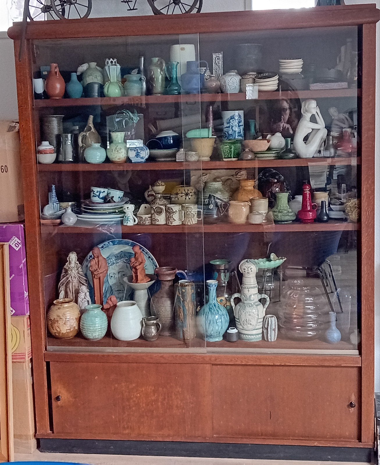 Amsterdamse School Art Deco schoolkast / vitrine 200x156x40, Ophalen