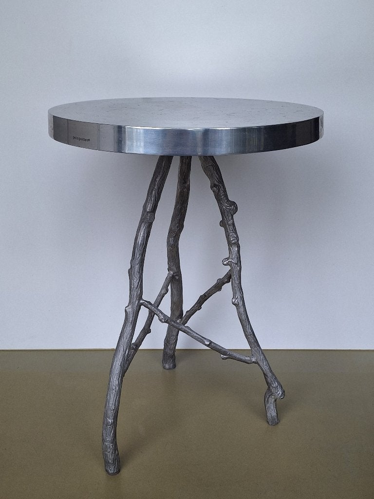 div. vintage aluminium bistro-tafel planten-tafeltjes lamp, Ophalen of Verzenden, Gebruikt, Metaal, Kandelaar