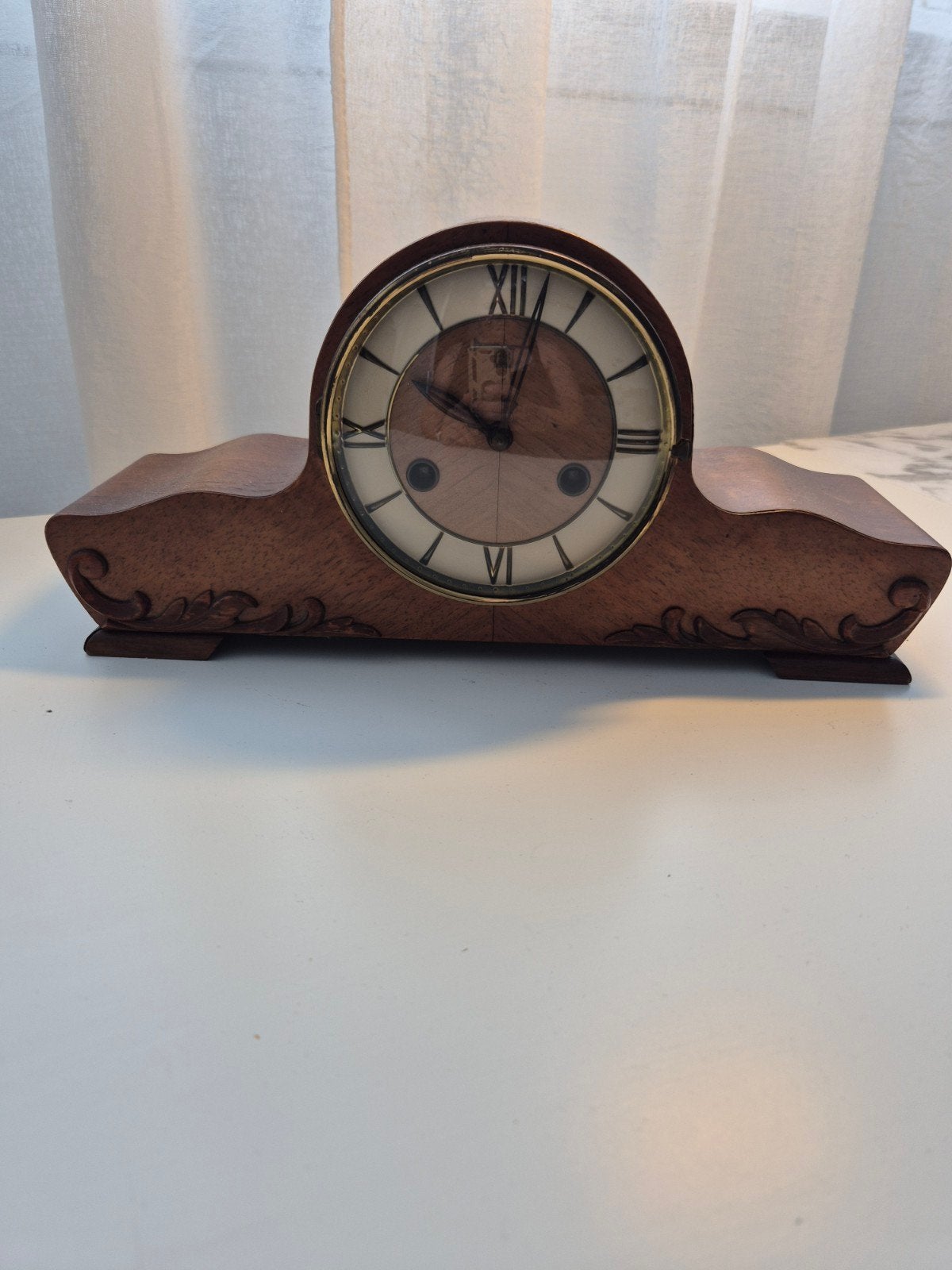 Antieke pendule klok, rond 1959, loopt naar behoren, Antiek en Kunst, Antiek | Klokken, Ophalen