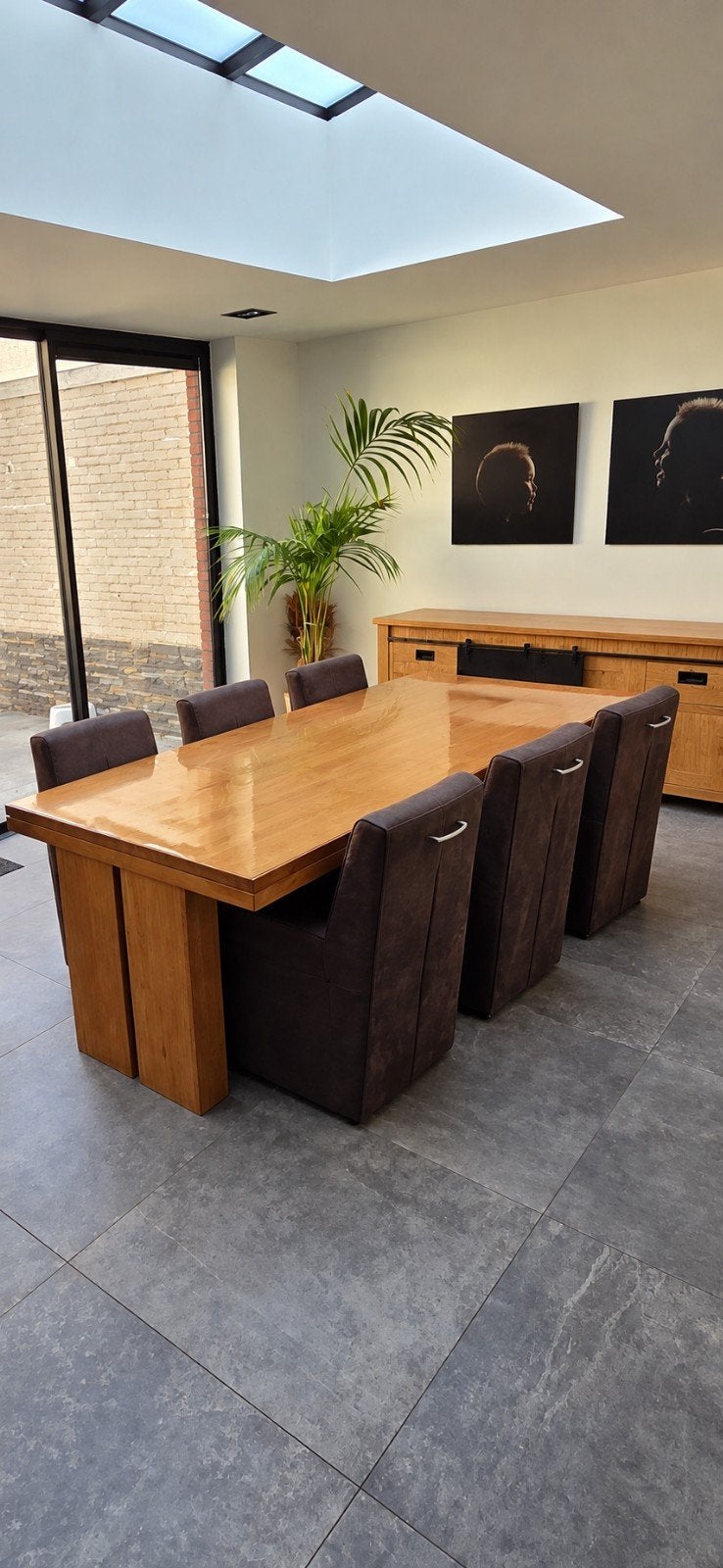 Eetkamer met 6 stoelen op wieltjes, Ophalen of Verzenden