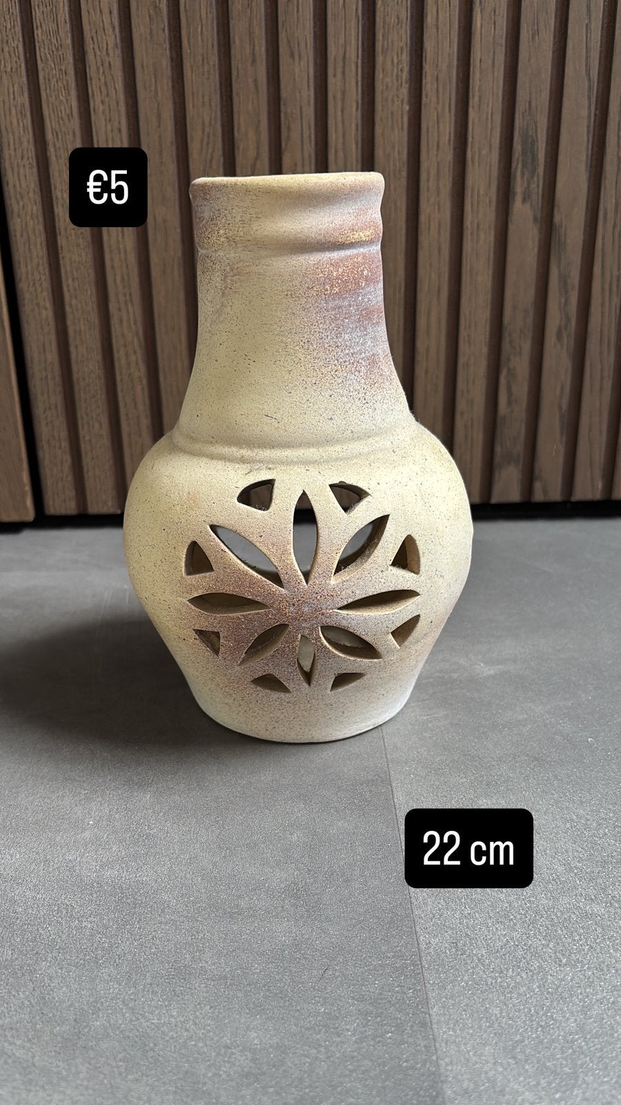Mooie decoratieve keramieken waxinelichthouder, ., Beige, Ophalen of Verzenden, Zo goed als nieuw