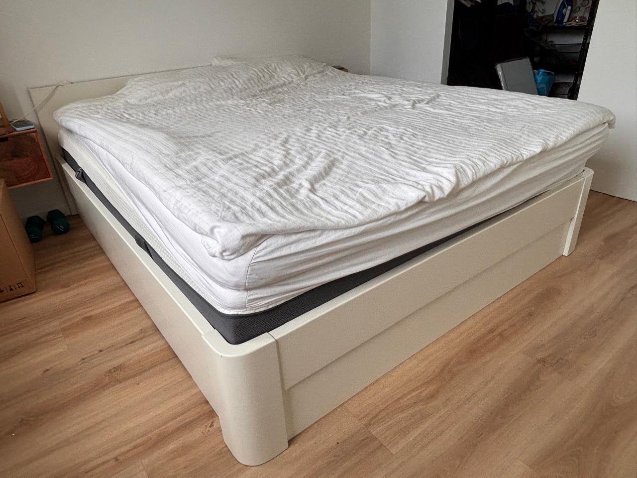 Auping Auronde 160x200 – Wit Inclusief lattenbodems, Ophalen, Gebruikt, Wit, Tweepersoons