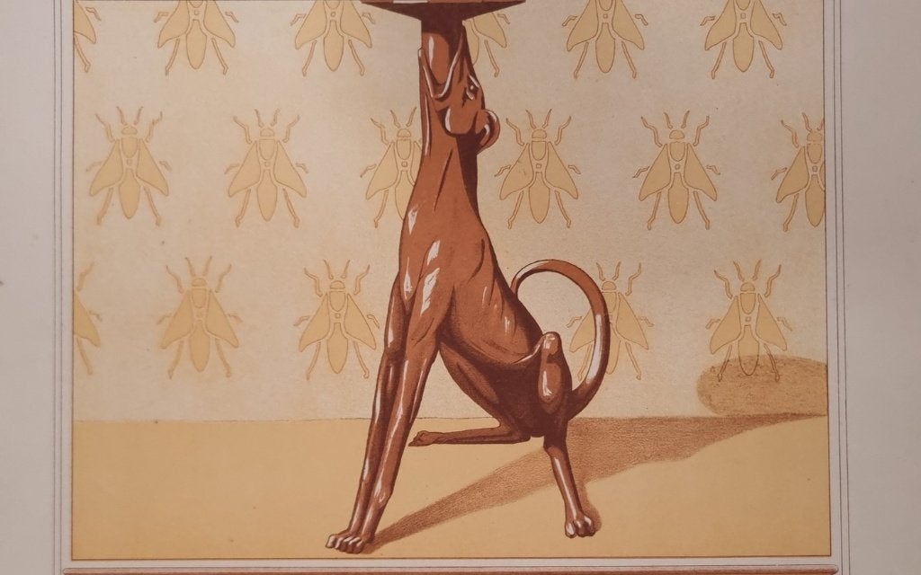 Art nouveau litho hondenkandelaar en bijen - Verneuil 1897, Ophalen, Origineel, Lithografie, Dieren en Natuur