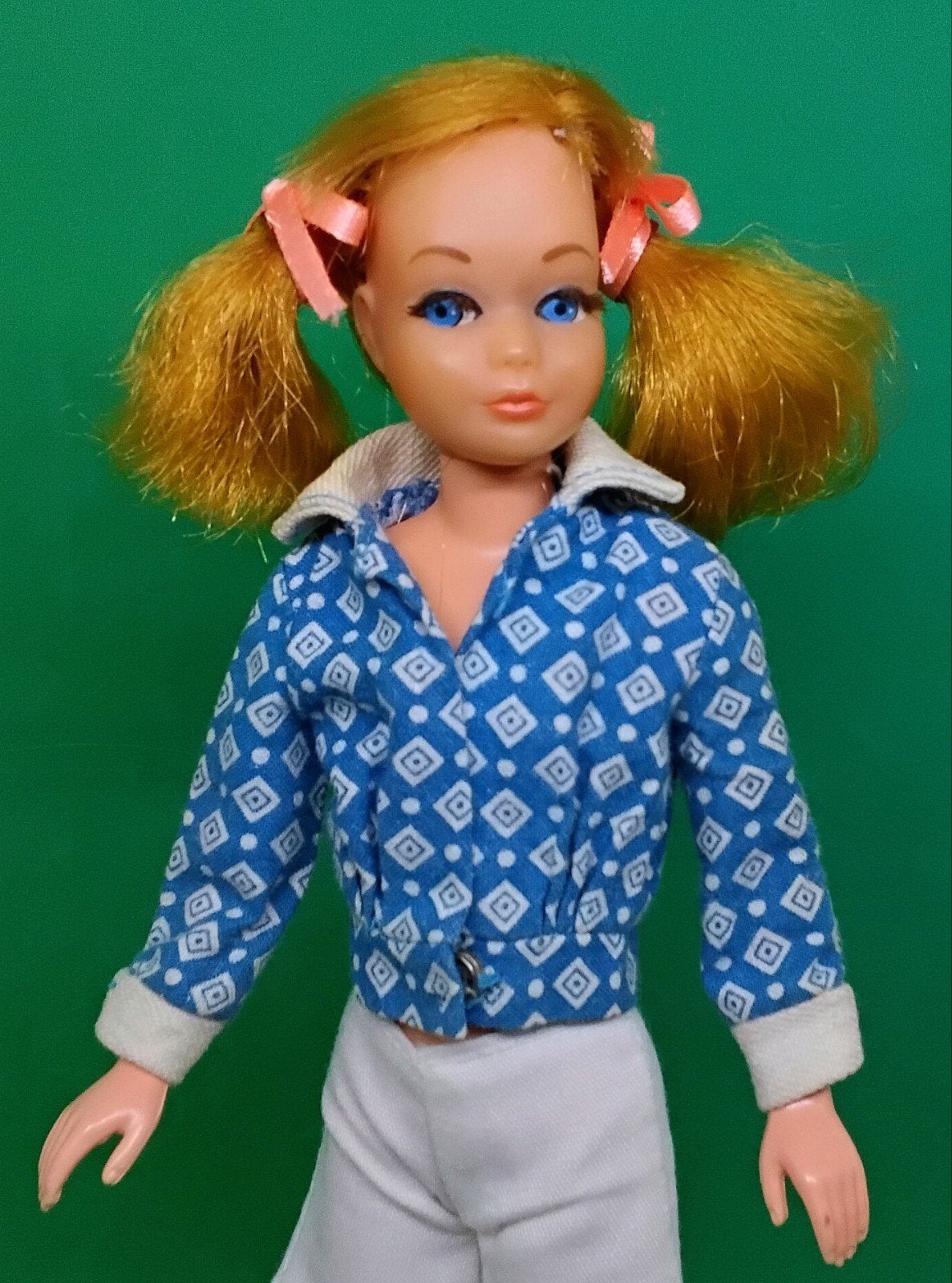 Vintage Barbie Skipper Jasje Blauw/Wit, Verzenden, Gebruikt, Kleertjes