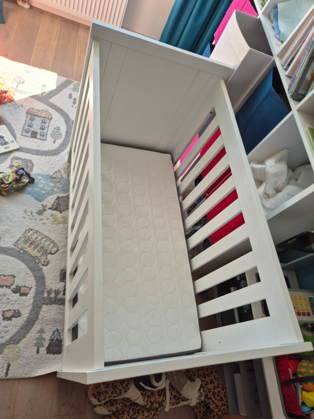 Interbaby Ledikant 60x120cm - Wit - Uitbreidbaar naar 90x200, Ophalen, Zo goed als nieuw, Ledikant