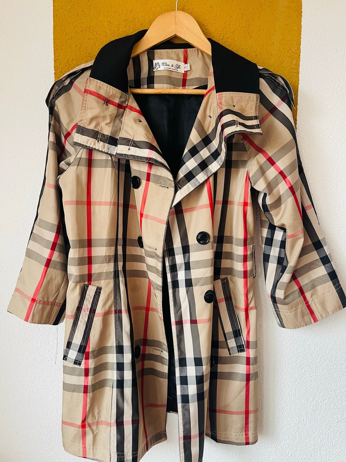 Trenchcoat met ruitpatroon - Maat 38, Kleding | Dames, Ophalen of Verzenden, Zo goed als nieuw, Maat 38/40 (M), Beige