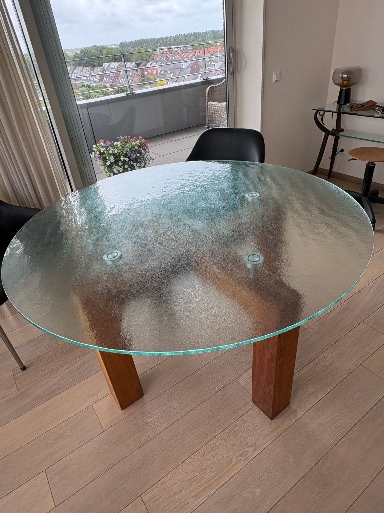 Ronde glasplaat voor eettafel, Ophalen, Gebruikt, Past in ieder interieur, Rond